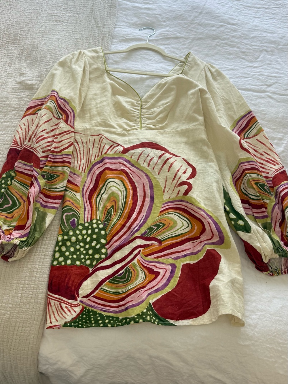 FARM Rio Cream Mini Dress with Multicolor Swirl Print - Picture 2 of 6